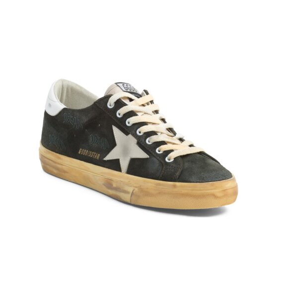 GOLDEN GOOSE Green Men's Made In Italy Suede Superstar Sport Casual Sneakers